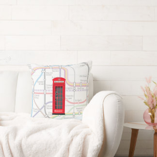 London Tube Map Custom Name Red Phone Booth Kissen