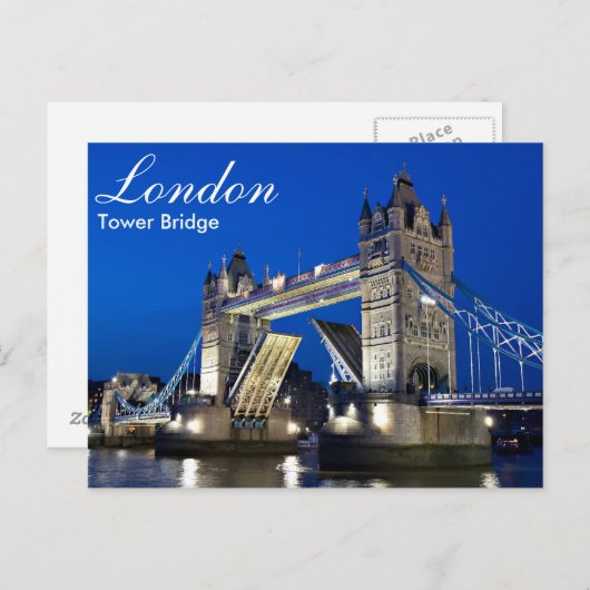 London - Turm-Brücke an der Nachtpostkarte Postkarte (Vorne/Hinten)