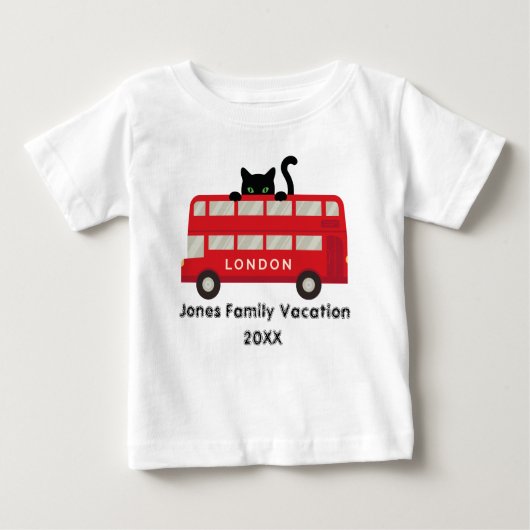 London UK Red Bus Cat Familienurlaub Sake Baby T-shirt (Vorderseite)