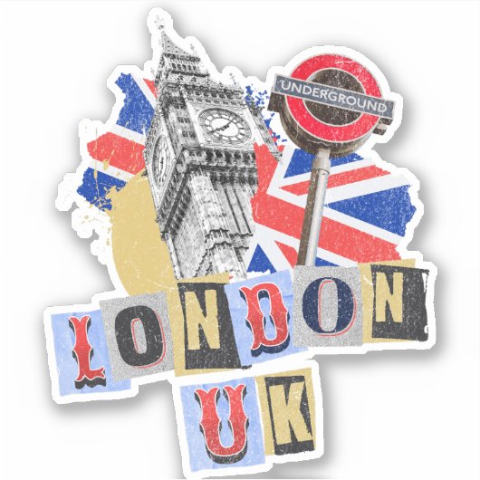 London UK Retrodesign Aufkleber (Vorderseite)