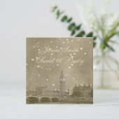 London UK Skyline Dist Gray White Heart Sweet 16 Einladung (Stehend Vorderseite)