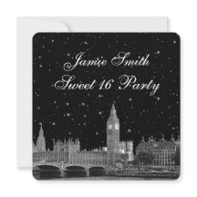 London UK Skyline Etched Starry DIY BG Sweet 16