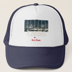 London Uk Skyline Vereinigtes Königreich Vintag En Truckerkappe