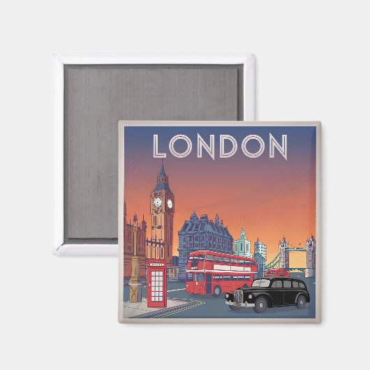 London UK Vintag Magnet (Vorderseite/Rückseite)