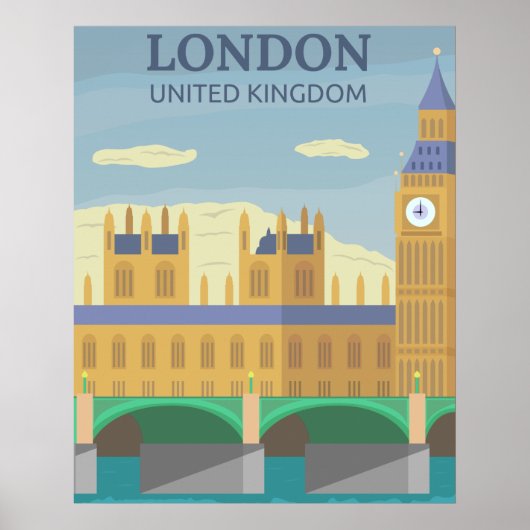 London, UK Vintag Retro Travel Poster (Vorne)