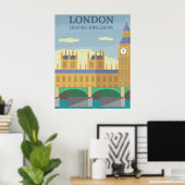 London, UK Vintag Retro Travel Poster (Heimbüro)