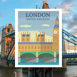 London, UK Vintag Retro Travel Postkarte