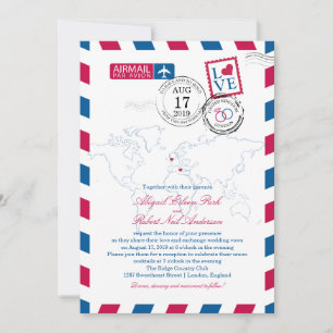 London und Italien Airmail Hochzeit Einladung