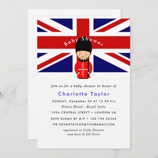 London Union Jack Theme Baby Shower Einladung (Vorne/Hinten)