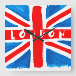 London Union Jack Wall Clock Quadratische Wanduhr