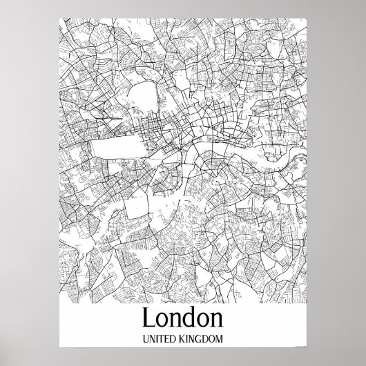 London United Kingdom Black & White City Map Poster (Vorne)