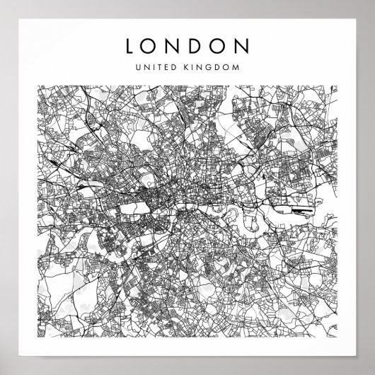London United Kingdom Minimal Modern Street Map Poster (Vorne)