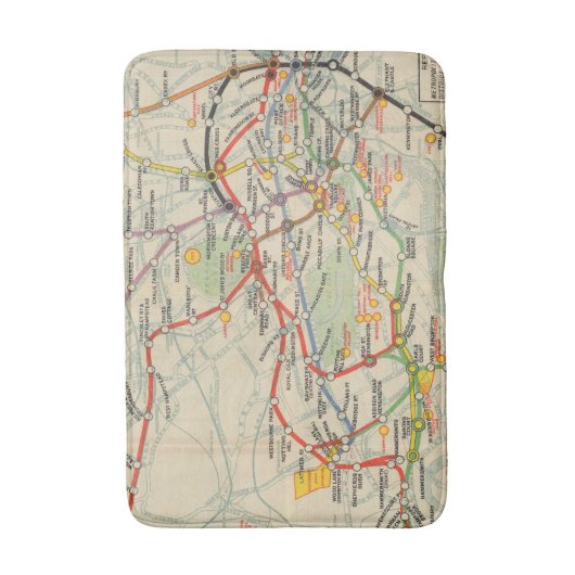 London-Untergrund-Eisenbahn-Karte Badematte (Vorderseite Vertikal)