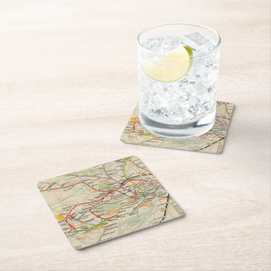 London-Untergrund-Eisenbahn-Karte Rechteckiger Pappuntersetzer (Vor Ort)