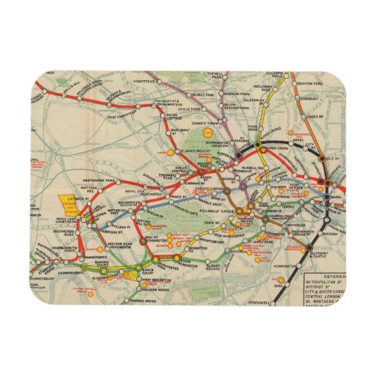 London Untergrund Railways Karte Magnet (Horizontal)