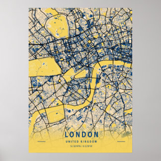 London - Vereinigtes Königreich - Gelbe Stadtkarte Poster