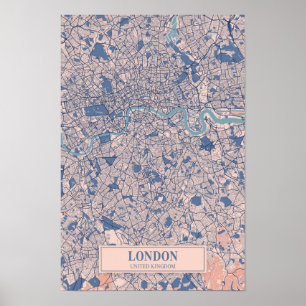 London Vereinigtes Königreich Windige Stadtplan Re Poster