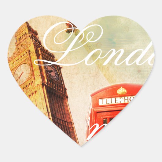 London Vintag Herz-Aufkleber (Vorderseite)