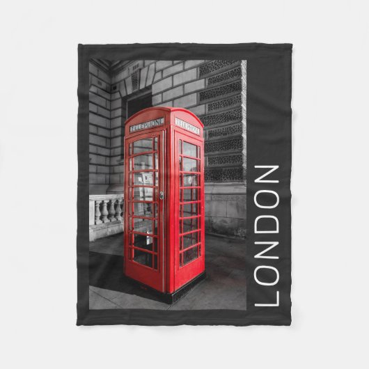 London Vintag Phone Box UK Retro Telefon Fleecedecke (Vorderseite)