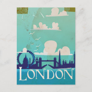 London Vintage-Reiseposter Postkarte