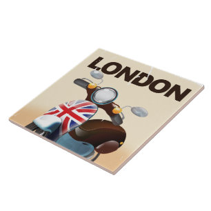 London Vintage-Roller Union Jack Reiseplakat Fliese