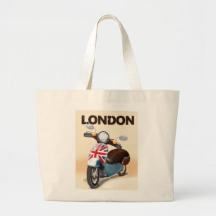 London Vintage-Roller Union Jack Reiseplakat. Jumbo Stoffbeutel