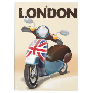 London Vintage-Roller Union Jack Reiseplakat. Klemmbrett