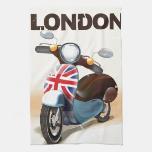 London Vintage-Roller Union Jack Reiseplakat. Küchentuch