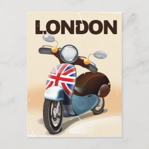 London Vintage-Roller Union Jack Reiseplakat. Postkarte