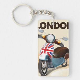 London Vintage-Roller Union Jack Reiseplakat. Schlüsselanhänger