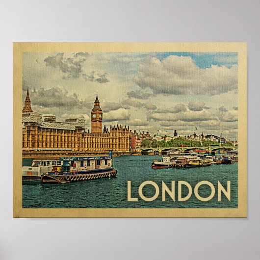 London Vintage Travel Poster (Vorne)