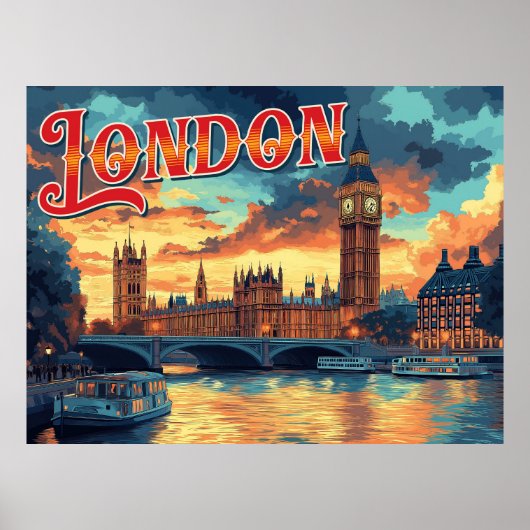 London Vintage Travel Poster (Vorne)