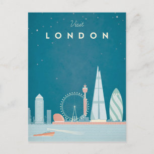 London Vintage Travel Poster - Art Postcard Postkarte