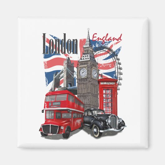 London Vintage Travel Poster Magnet (Vorne)