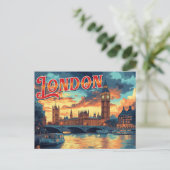 London Vintage Travel Postkarte (Stehend Vorderseite)