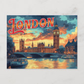 London Vintage Travel Postkarte (Vorderseite)