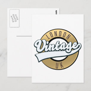London Vintage UK Retro-Logo. Postkarte