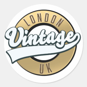 London Vintages UK Retro-Logo. Runder Aufkleber