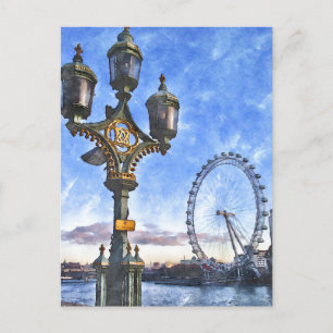 London Watercolor-Style Postkarte