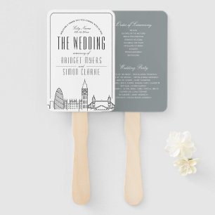 London Wedding Hochzeitsprogramm Hand Fan Fächer