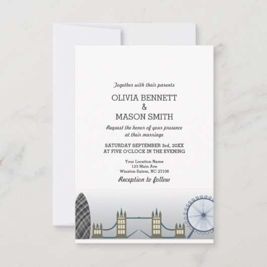 London Wedding Invitation UK England Einladung (Vorderseite)