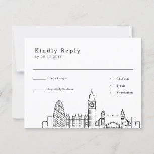 London Wedding RSVP Card + Food Choice