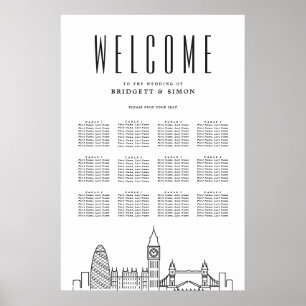 London Wedding   Sehenswürdigkeiten 12 Tabelle Sit Poster