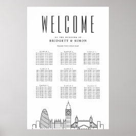 London Wedding | Sehenswürdigkeiten 9 Tabelle Seek Poster