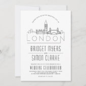 London Wedding | Stilisierte Skyline-Einladung Einladung (Vorderseite)