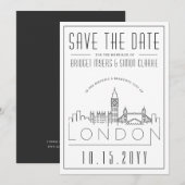 London Wedding | Stilisierte Skyline Save the Date Einladung (Vorne/Hinten)