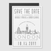 London Wedding | Stilisierte Skyline Save the Date Magnetkarte (Vorne/Hinten)