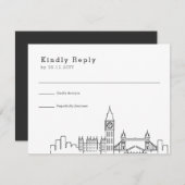 London Wedding | Stilisierte Skyline-UAWG RSVP Karte (Vorne/Hinten)