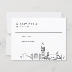 London Wedding   Stilisierte Skyline-UAWG RSVP Karte