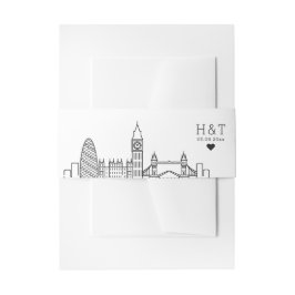 London Wedding | Stylisierte Skyline Monogram-Einl Einladungsbanderole
